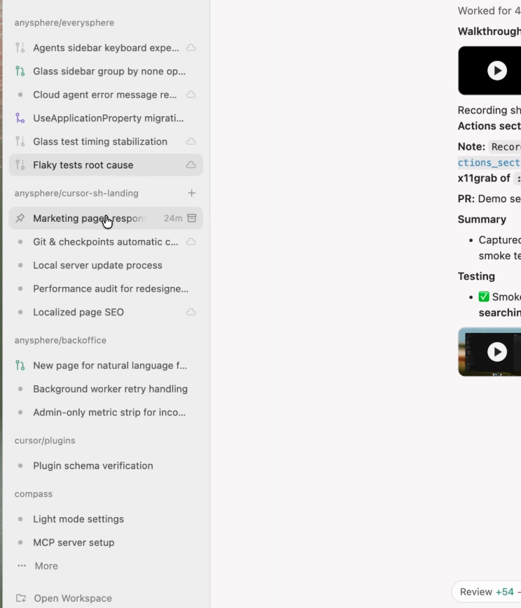 Cursor 3.0 agent window